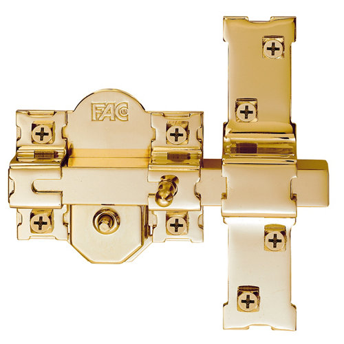 Cerrojo de seguridad botón/llave de 80 mm ancho dorado