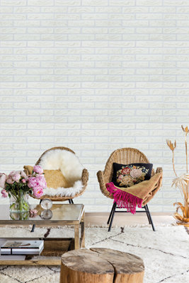 Papel pintado vinílico Ladrillo marfil 5,3 m²
