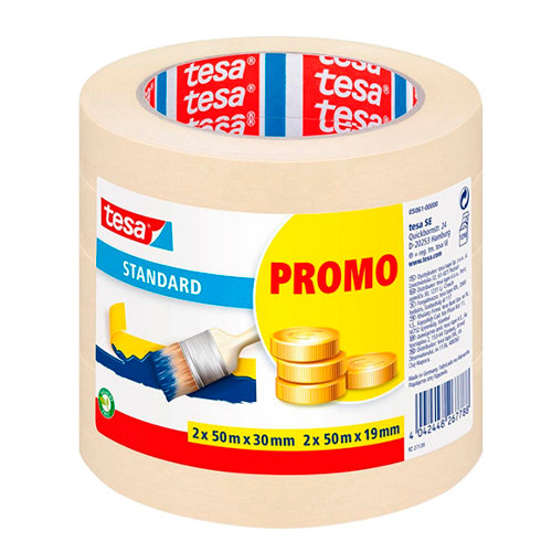 Pintura interior satinado reveton pro 0.75l 3020-y60r marron rojizo empolvado 18 Pack de 4 cintas de pintor tesa 50mx19mm y 50mx30mm