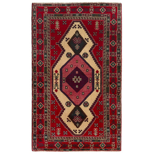 Alfombra pie de cama multicolor lana afganistan baluch 80 x 130cm