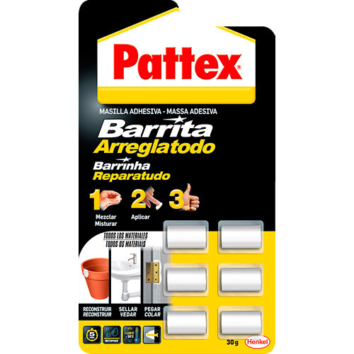 Masilla monodosis barrita arreglatodo pattex 6x5 gr blanco