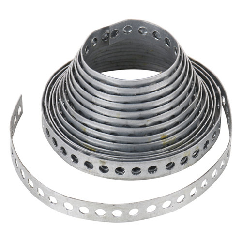 Cinta de acero agujeros diametro 5mm y medidas :3metros x12 mm