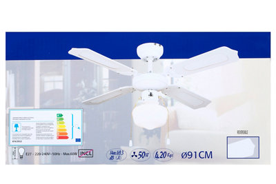 Ventilador de techo con luz INSPIRE Barbade 91 cm Blanco AC Ventilador de techo con luz INSPIRE Barbade 91 cm Blanco AC