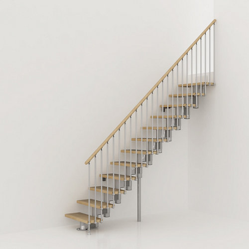 Lama vinílica clic artens medio minto 25 Escalera recta long uso interior ancho total 80 cm acabado cromo/natural