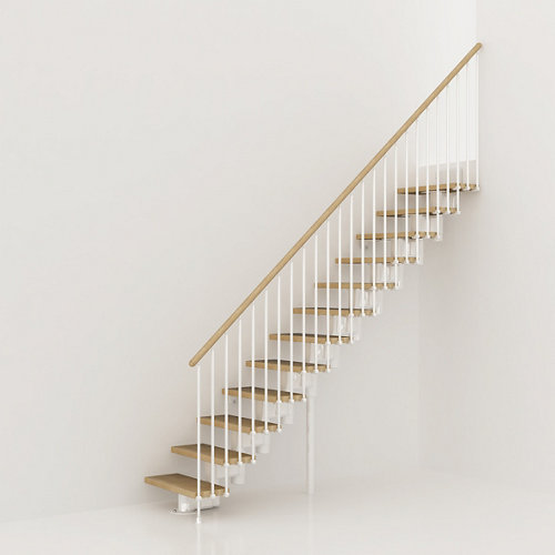 Escalera recta long uso interior ancho total 65 cm acabado cromo/natural