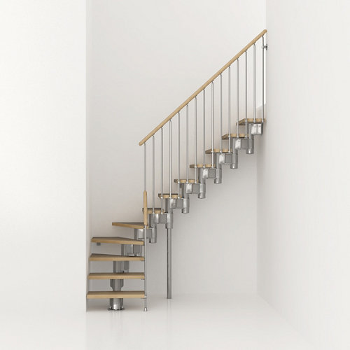 Pack de 3 molduras mdf blanco 90 x 10 mm 28 Escalera 1/4 de giro long uso interior ancho 65 cm acabado cromo/natural