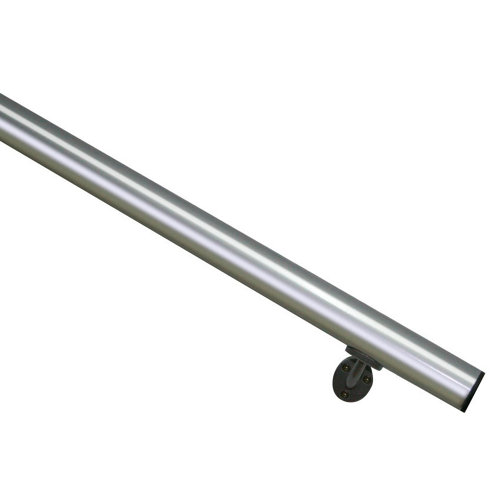 Guardavivo barnizado 2,4x240x2,4 cm 26 Kit pasamanos de aluminio en color aluminio redondo de 2m soportes incluidos