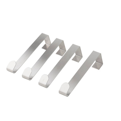 Perchas 16 Set 4 perchas puerta de acero inoxidable acabado mate 15x2 cm