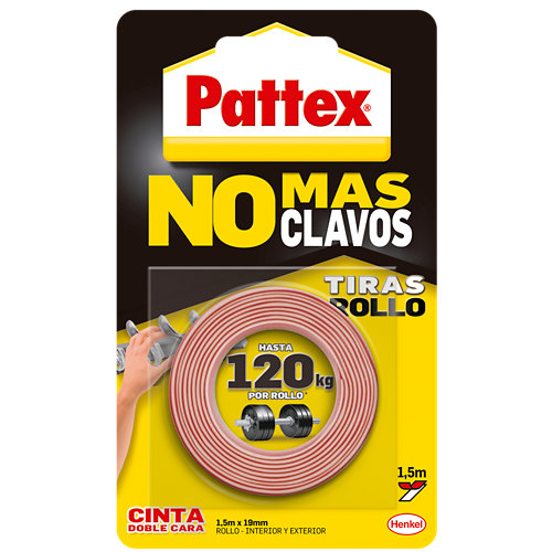 Cinta de doble cara no más clavo permanente pattex 1,5m