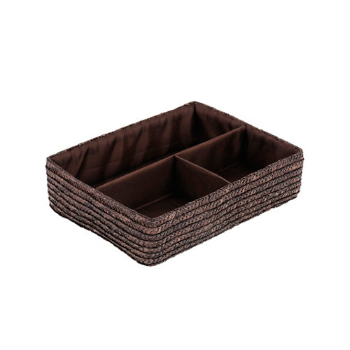 Caja de compartimentos organizadores marrón 25x8 cm