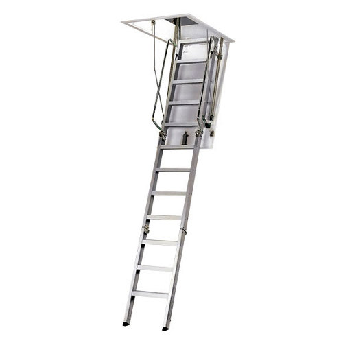 Escalera escamoteable plegable c3 de aluminio anodizado cajon pino 120x60cm