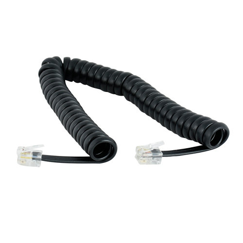 Cable rizado de teléfono negro de 30 cm