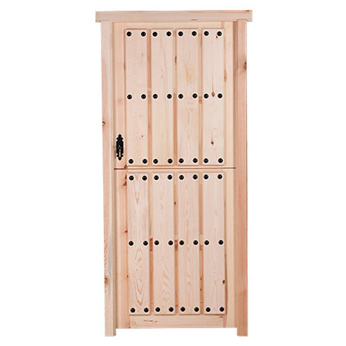 Puerta de madera partida de pino para barnizar derecha de 95x210 cm
