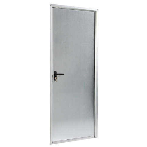 Puerta de servicio derecha acero galvanizado/acero galvanizado de 200x89 cm