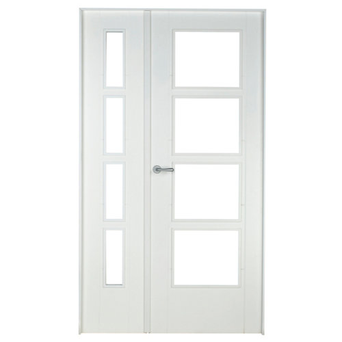 Estantería de madera en kit dinamic de 36,2x105,4x33 cm y 50 kg max, por balda 26 puerta noruega blanco de apertura derecha de 105 cm