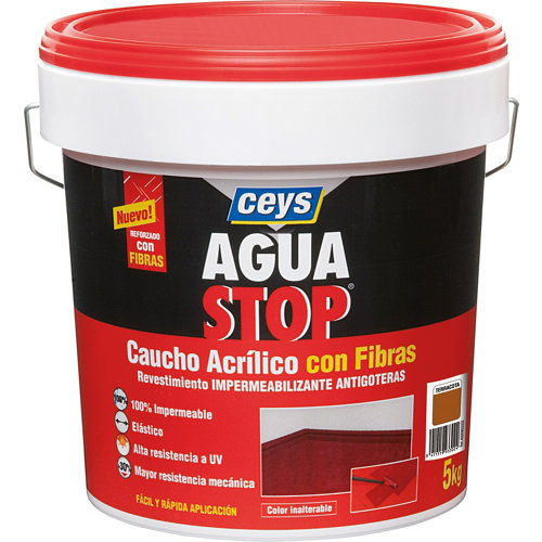 Impermeabilizante aguastop caucho fibra terracota 5 kg