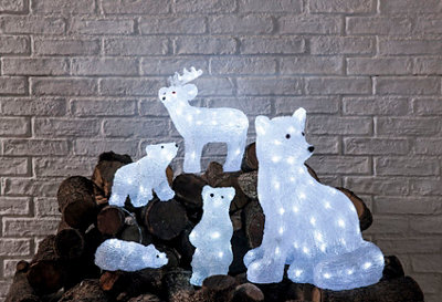 Figura de reno con 32 luces LED blanco 31 cm