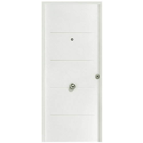 puerta niza gris de apertura derecha de 72.5 cm 26 Puerta de entrada metálica saga fresada blanca izquierda de 90x210 cm