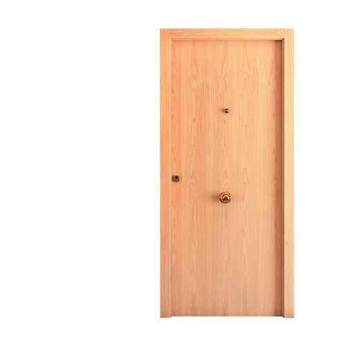 Puerta de entrada blindada lisa derecha roble/blanco de 85.7x205 cm