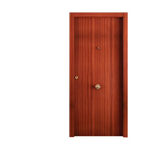 Puerta de entrada blindada derecha lisa sapelli/blanco de 85.7x205 cm