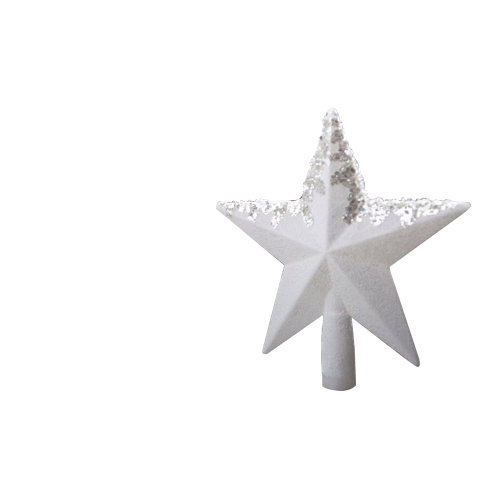 Adorno coronación árbol navidad estrella blanca 10 cm