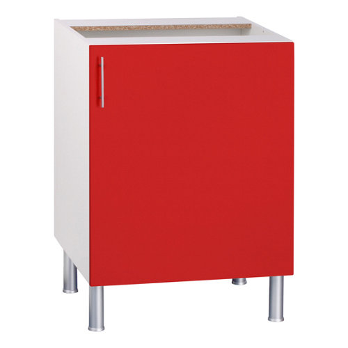Mueble bajo fregadero basic rojo fabricado en aglomerado 60 x 70 cm