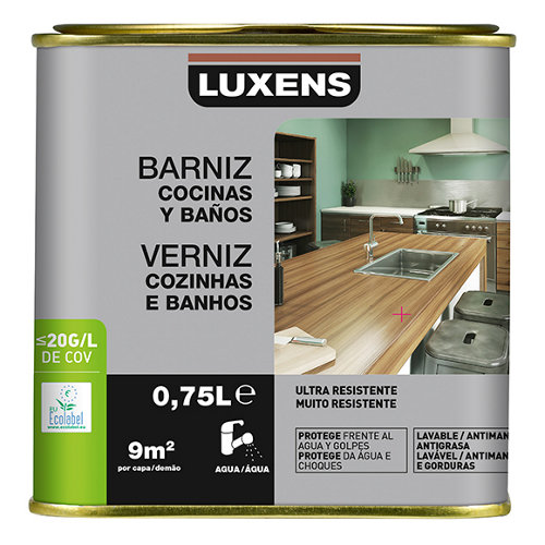 Barniz cocina y baño luxens incoloro satinado 0 75l