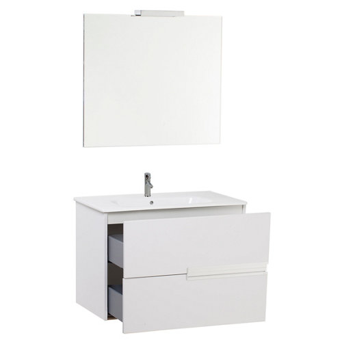 Mueble de baño con espejo victoria-n blanco 80x45 cm