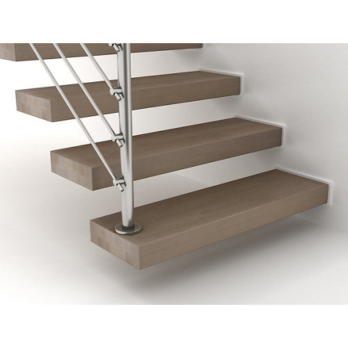 Kit pasamanos de aluminio en color aluminio blanco de 2m soportes inlcuidos 27 Kit de peldaño de planta wall ancho 80cm acabado roble oscuro