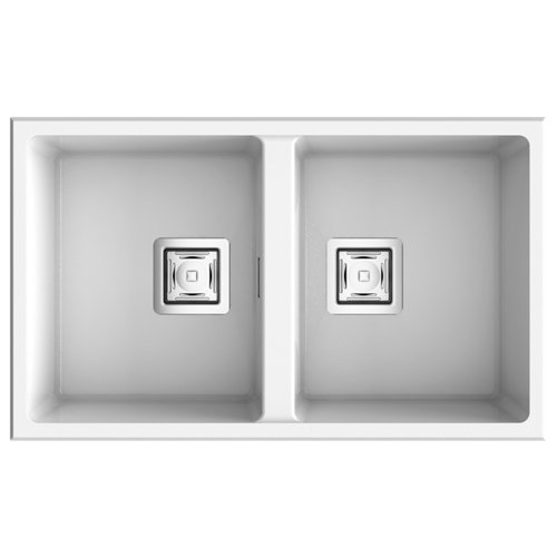 Fregadero 2 senos de resina rectangular poalgi zie 75 x 45 cm