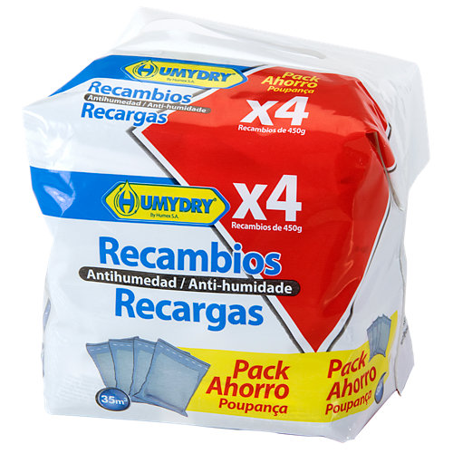 Pack 4 recambios antihumedad humydry 450 gr