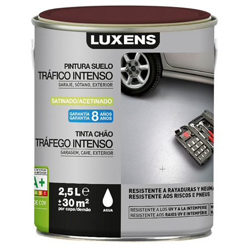 Pintura para suelos luxens traf. intenso rojo saten 2 5l