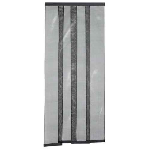 Mosquitera puerta cortina estor color negro de 70-95x220 cm (ancho x alto)