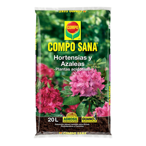 Sustrato para hortensias y azaleas compo sana para plantas acidófilas 20l