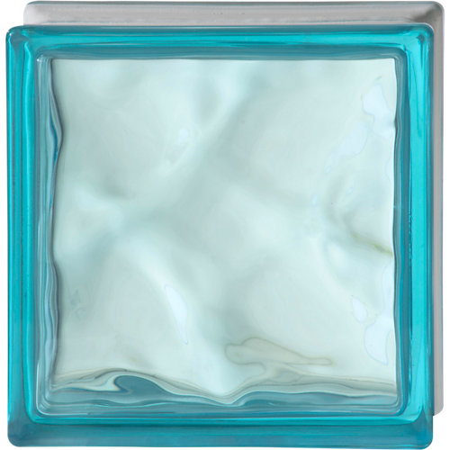 Bloque de vidrio ondulado azul b-q 19 19x19x8 cm