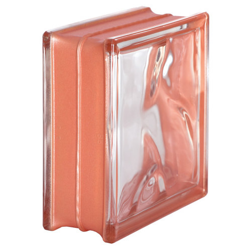 Bloque de vidrio ondulado naranja 19x19x8 cm