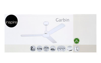 Ventilador de techo sin luz INSPIRE Garbin 142 cm Blanco DC Ventilador de techo sin luz INSPIRE Garbin 142 cm Blanco DC