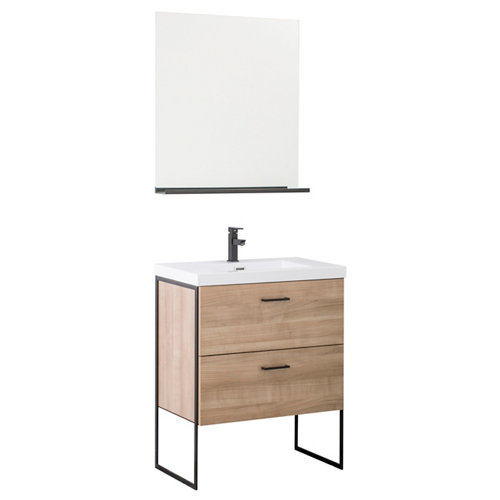 Mueble baño y lavabo tecnic roble gris 60x45 cm