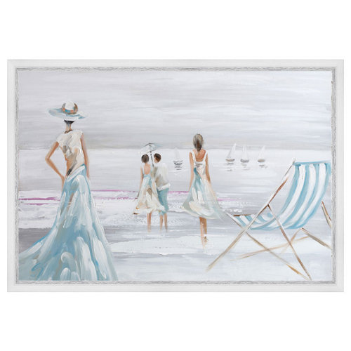 Pintura origi. mujeres playa 60x90 cm