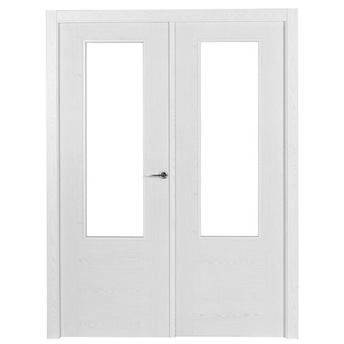 Escalera 1/4 de vuelta nice4 interior ancho 64cm acabado gris claro/nogal claro 24 puerta canarias blanco de apertura izquierda de 145 cm