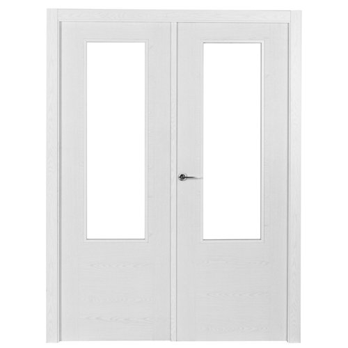 Suelo vinílico tarkett id essential 30 - soft oak-light grey 27 puerta canarias blanco de apertura derecha de 145 cm