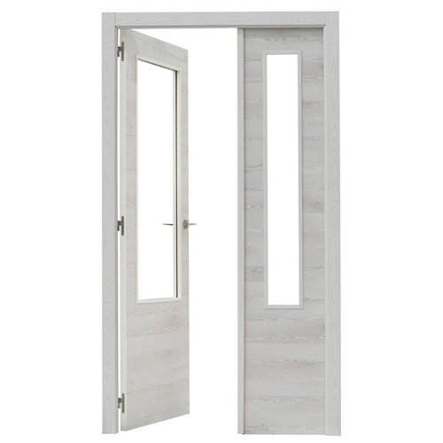Jamba de mdf melamina blanca 45x10 mm x 2,25 m (ancho x grueso x largo) 28 puerta oslo roble de apertura izquierda de 125 cm