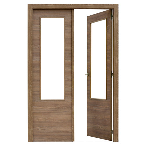 Tablero macizo de pino de 18mm de espesor y 50x200cm 26 puerta oslo nogal de apertura derecha de 145 cm