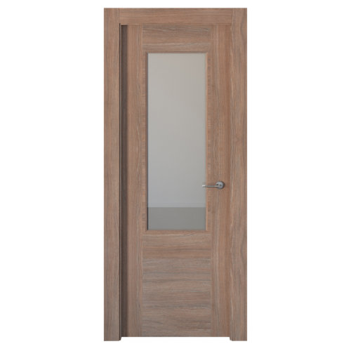 Conjunto puerta doble cristal marsella blanca de 125 cm (82+42) dcha + tapetas 23 puerta oslo nogal de apertura izquierda de 72.5 cm