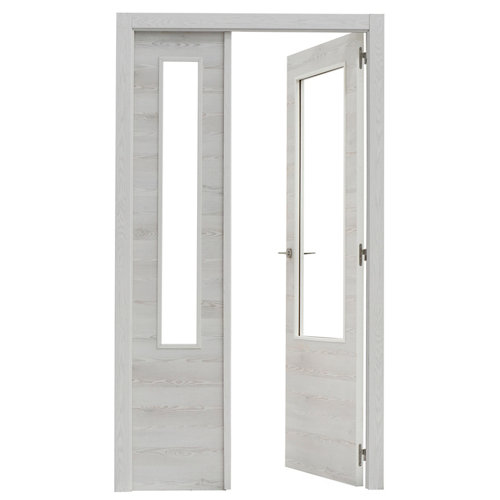 Loseta vinílica clic artens intenso cement 24 puerta oslo blanco de apertura derecha de 105 cm
