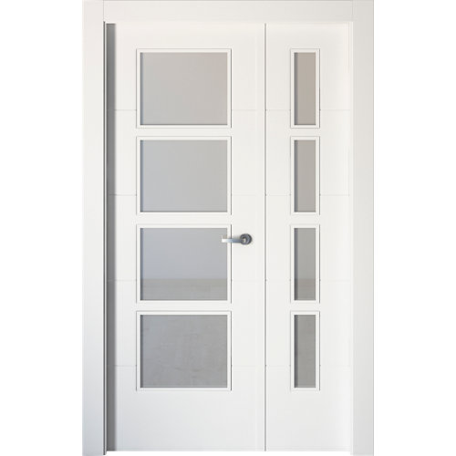 Kit de peldaños long ancho 65cm cromo/natural 25 puerta lucerna plus blanco de apertura izquierda de 115 cm