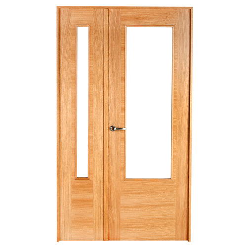 Escalera recta long uso interior ancho total 90 cm acabado cromo/nogal 28 puerta niza roble de apertura derecha de 105 cm