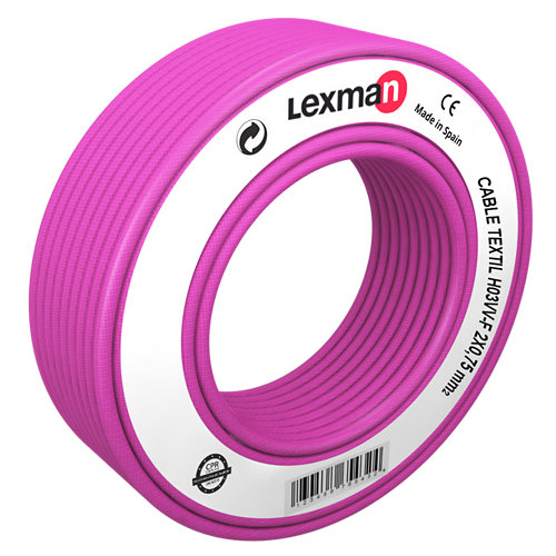 Manguera textil lexman h03vv-f rosa 2x0 75 mm² 3 m