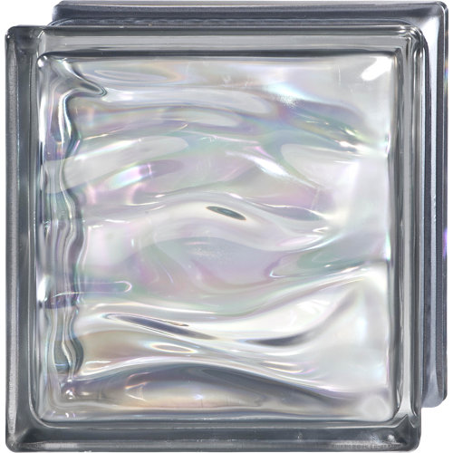 Bloque de vidrio ondulado gris iridiscente 19x19x8 cm