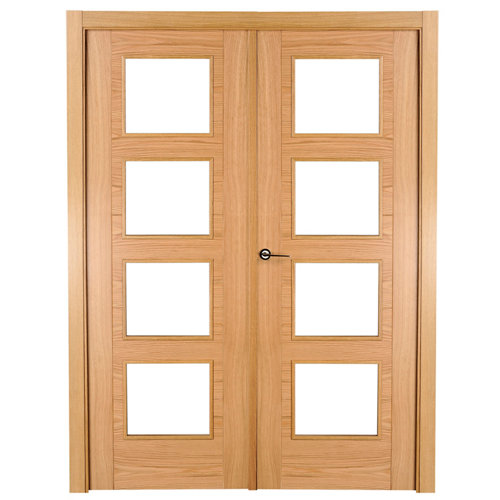 Puerta doble acristalada berna roble miel 130x115(72+42)cm i 27 puerta noruega roble de apertura derecha de 145 cm